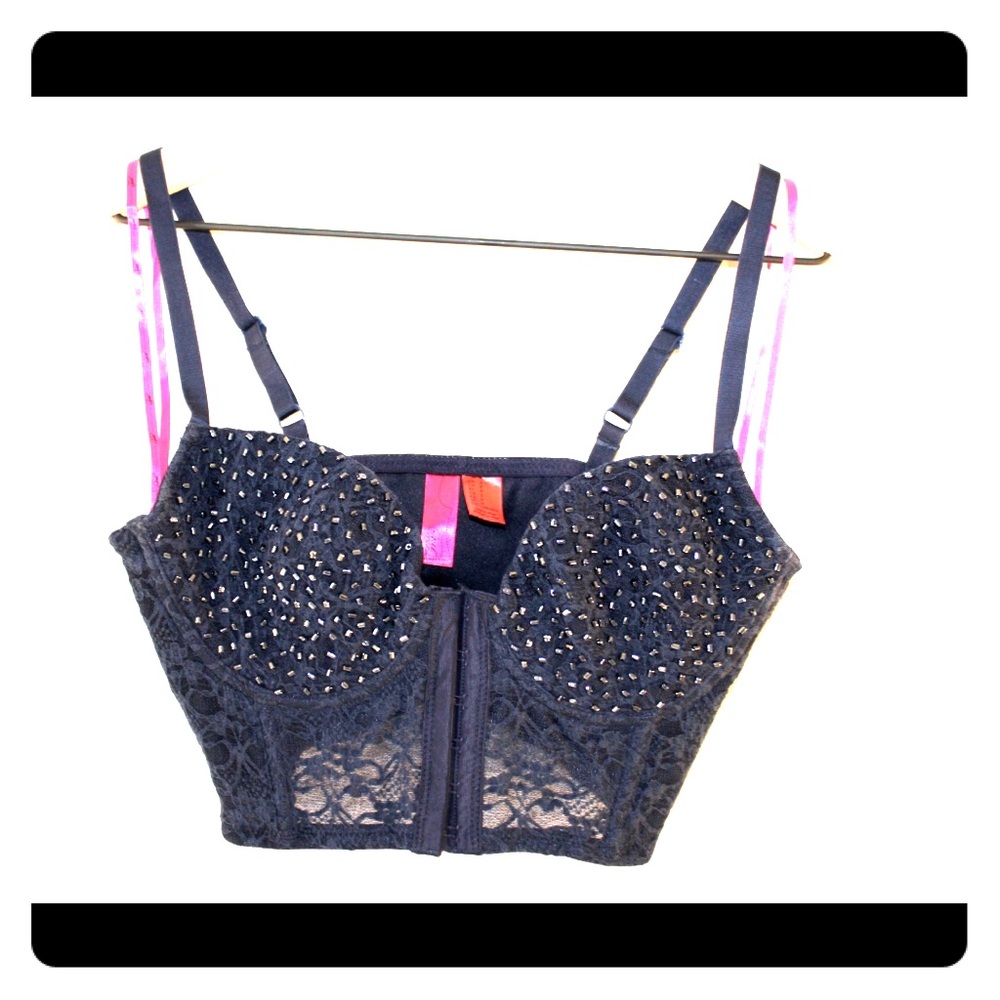 Forever 21 crop top with beading and lace detail.
